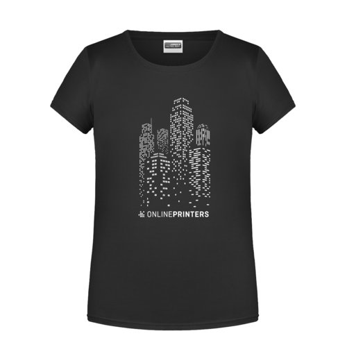 Zwart katoenen T-shirt voor meisjes met korte mouwen.