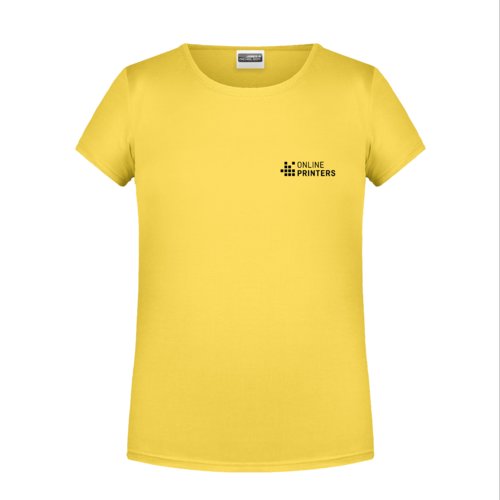 Geel katoenen T-shirt voor meisjes met korte mouwen.