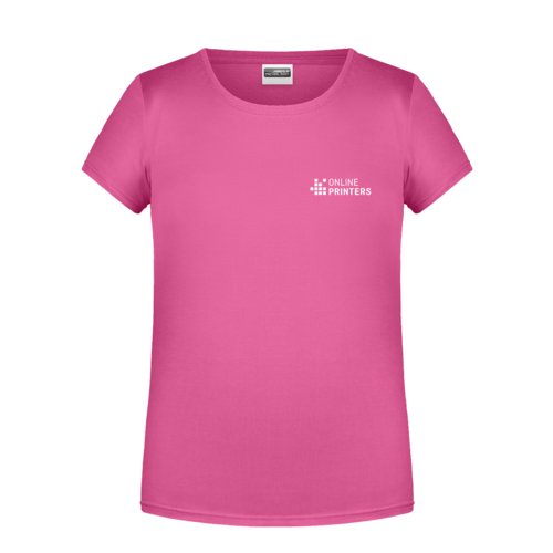 Roze katoenen T-shirt voor meisjes met korte mouwen.