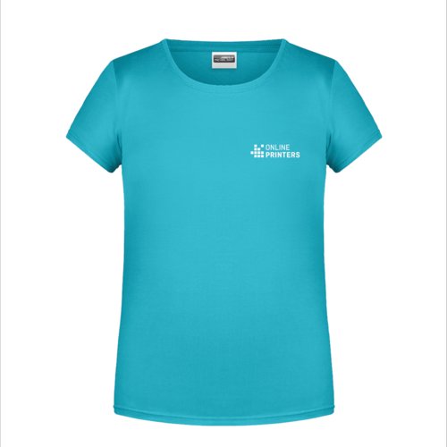 Turquoise katoenen T-shirt voor meisjes met korte mouwen.