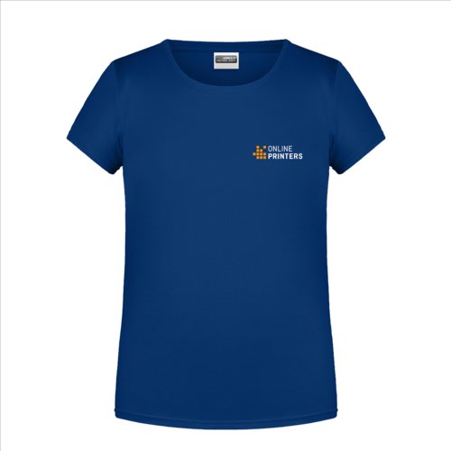 Donkerblauw katoenen T-shirt voor meisjes met korte mouwen.