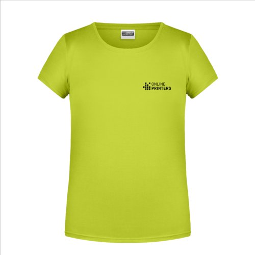 Neon gele katoenen T-shirt voor meisjes met korte mouwen.