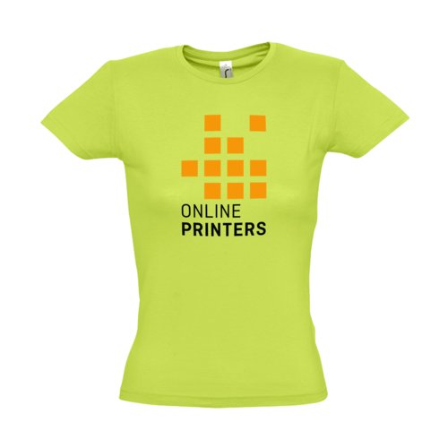 Appelgroen katoenen T-shirt voor dames met korte mouwen.