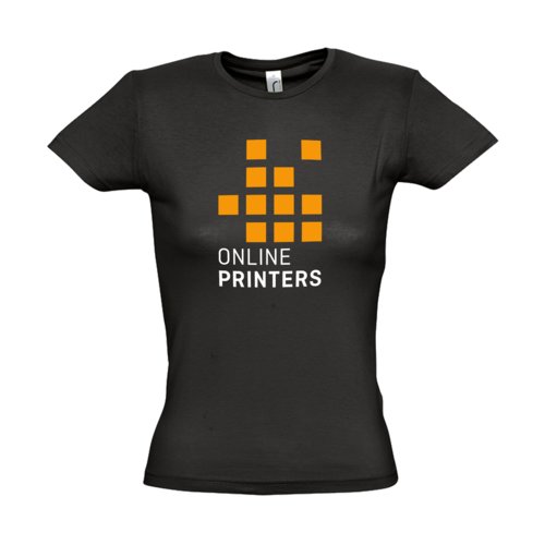 Diepzwarte katoenen T-shirt voor dames met korte mouwen.