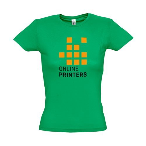 Groen katoenen t-shirt met korte mouwen en ronde hals.