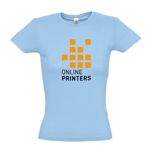 Hemelsblauw katoenen T-shirt voor dames.