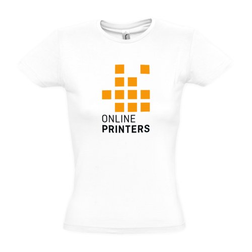 Wit katoenen T-shirt voor dames met korte mouwen.