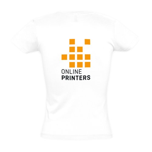 Wit katoenen T-shirt voor dames met korte mouwen.