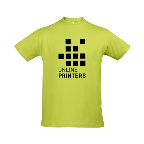Appelgroen katoenen T-shirt voor heren met korte mouwen.