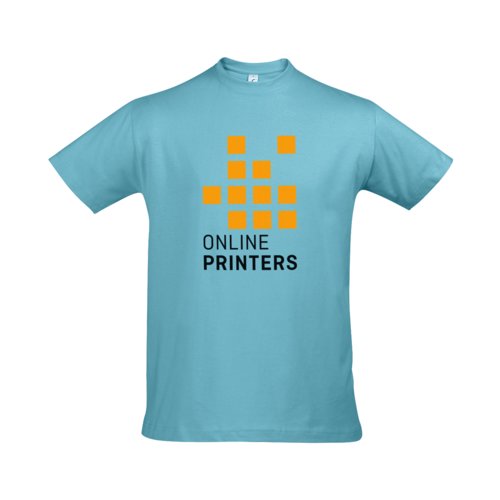 Atol blauw katoenen heren T-shirt met korte mouwen.