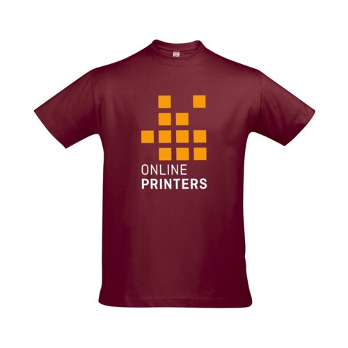 Bordeaux katoenen heren t-shirt met korte mouwen.