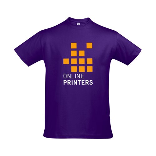 Donkerpaars katoenen t-shirt met korte mouwen.