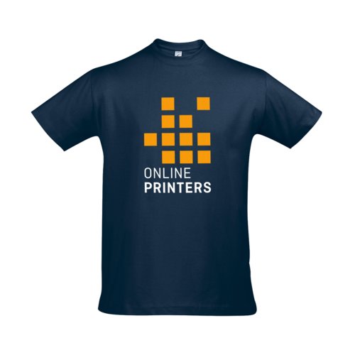 Marineblauwe katoenen T-shirt voor heren met korte mouwen.