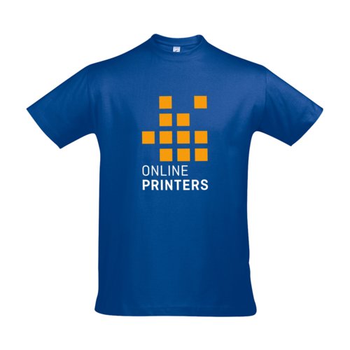 Koningsblauw katoenen T-shirt voor heren met korte mouwen.