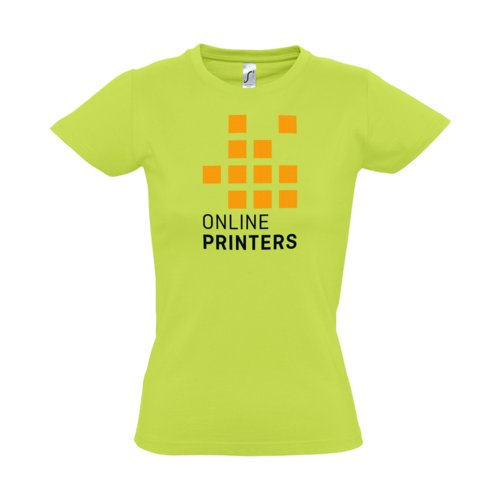 Appelgroen katoenen T-shirt voor dames met korte mouwen.