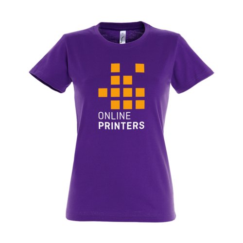 Donkerviolet dames T-shirt van katoen met korte mouwen.