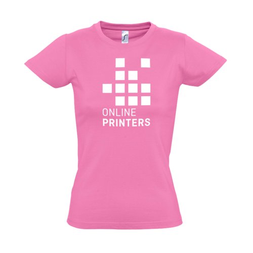 Roze dames T-shirt van katoen met korte mouwen.