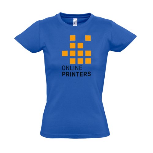 Koningsblauw dames T-shirt van katoen met korte mouwen.