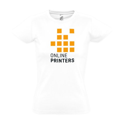 Wit katoenen T-shirt voor dames met korte mouwen.