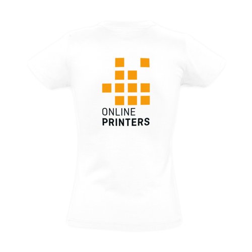 Wit katoenen T-shirt voor dames met korte mouwen.