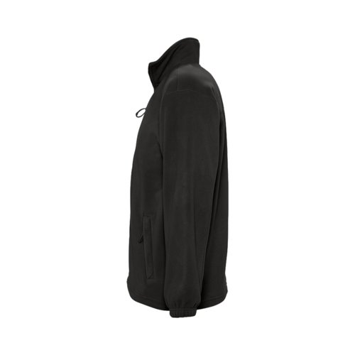Zwart polyester fleece jack met rits en zijzakken.