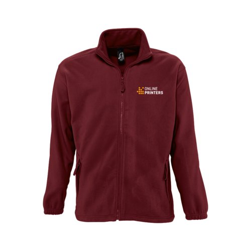 Bordeaux fleecejack van polyester met volledige ritssluiting.