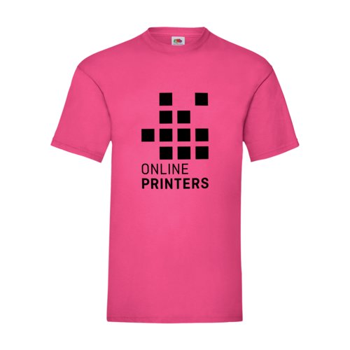 Fuchsia katoenen T-shirt voor heren met korte mouwen.