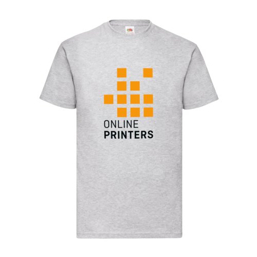 Grijs gemleerd katoenen T-shirt voor heren met korte mouwen.