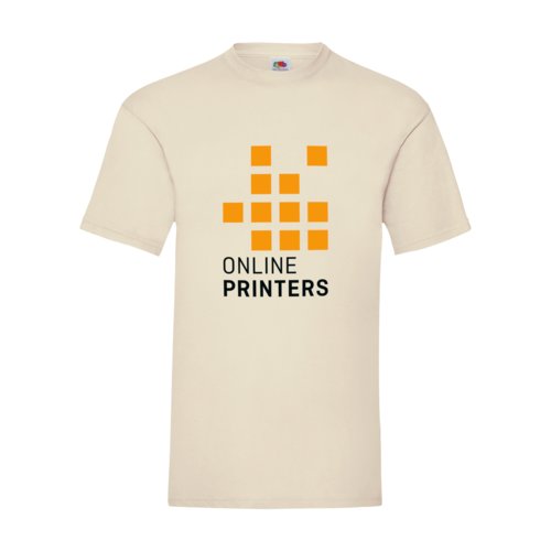 Beige katoenen T-shirt voor heren met korte mouwen.