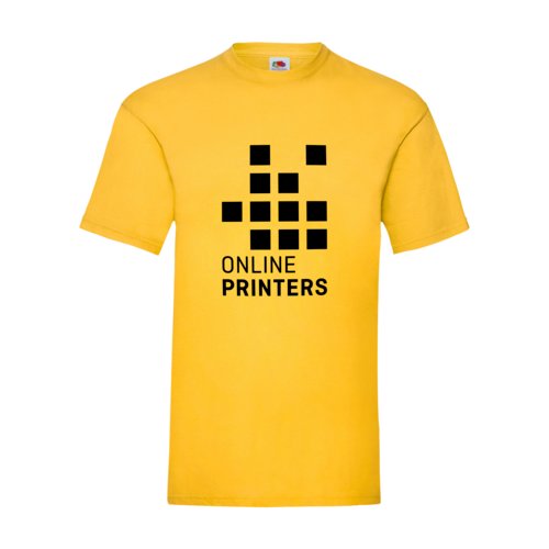 Geel katoenen heren T-shirt met korte mouwen.