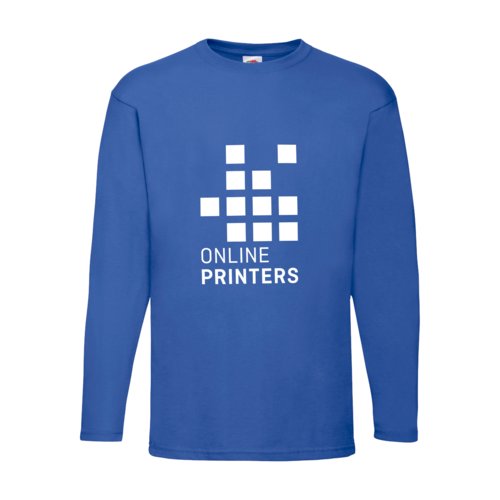 Koningsblauw katoenen shirt met lange mouwen voor heren.