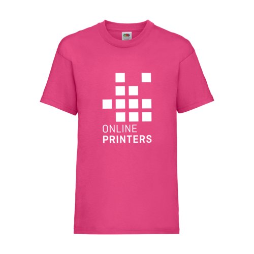 Fuchsia katoenen kinder T-shirt met korte mouwen.