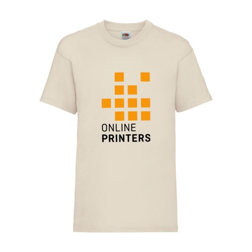 Beige katoenen T-shirt voor kinderen met korte mouwen.