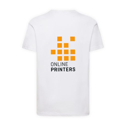 Wit katoenen T-shirt voor kinderen met korte mouwen.