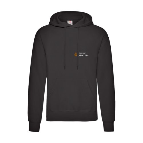 Zwarte hoodie van katoenmix met capuchon en kangoeroezak.