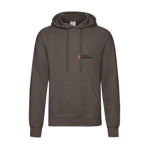 Bruine katoenmix hoodie met capuchon en kangoeroezak.