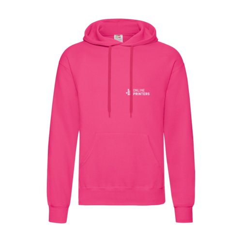 Fuchsia herenhoodie van katoenmix met capuchon en trekkoord.