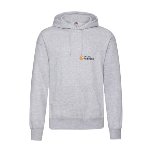 Grijze gemleerde hoodie van katoen-polyester voor heren met capuchon.