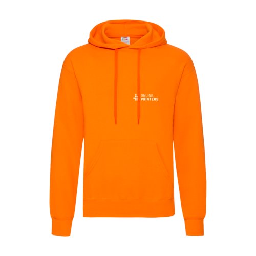 Oranje hoodie van katoenmix met capuchon en kangoeroezak.