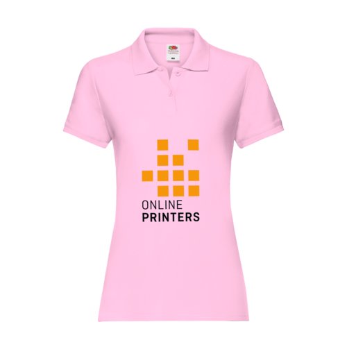 Lichtroze katoenen poloshirt voor dames met korte knoopsluiting.
