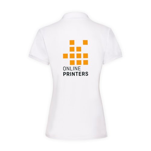 Wit katoenen poloshirt voor dames met korte mouwen.