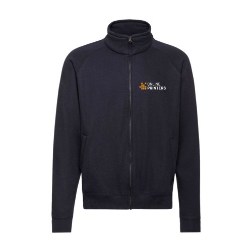 Zwartblauwe sweatjack van katoenmix met volledige ritssluiting.