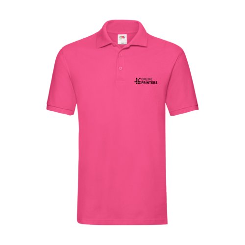 Fuchsia katoenen poloshirt voor heren met korte knoopsluiting.