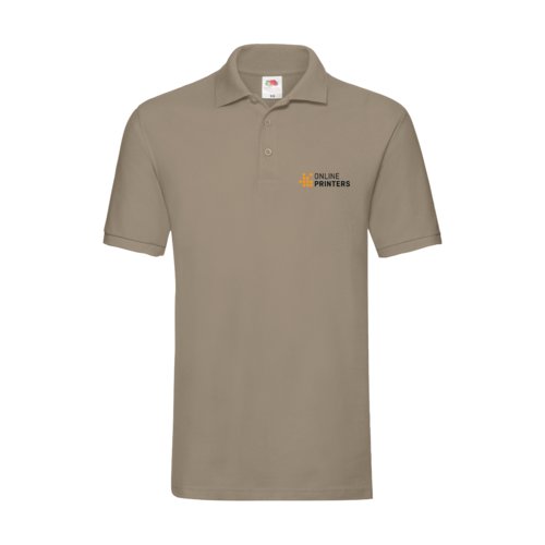 Khaki katoenen poloshirt voor heren met knoopsluiting.