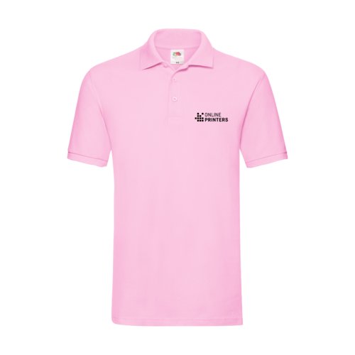 Lichtroze katoenen poloshirt voor heren met korte knoopsluiting.