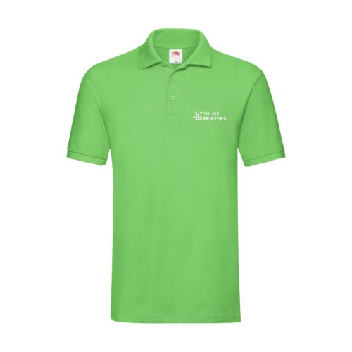 Appelgroene katoenen polo voor heren met korte knoopsluiting.