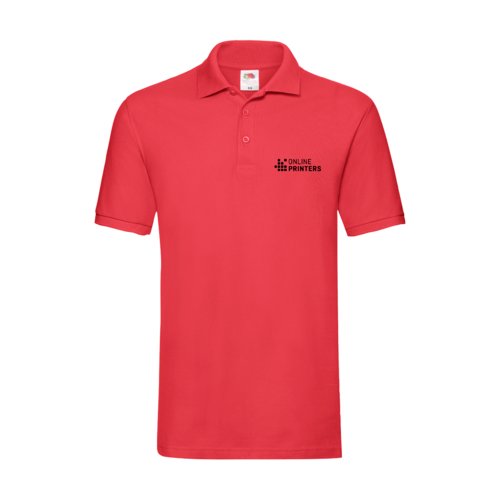 Rood katoenen poloshirt voor heren met korte knoopsluiting.