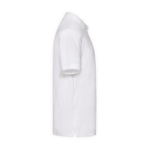 Wit katoenen poloshirt voor heren met korte knoopsluiting.