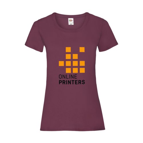 Bourgondische katoenen T-shirt voor dames met korte mouwen.