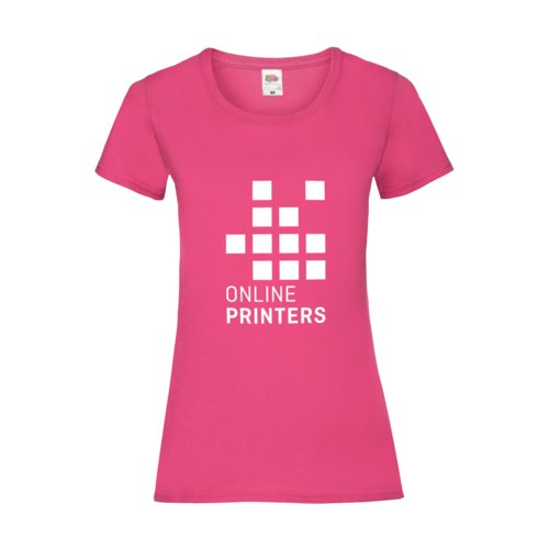 Fuchsia katoenen dames-T-shirt, getailleerde pasvorm.